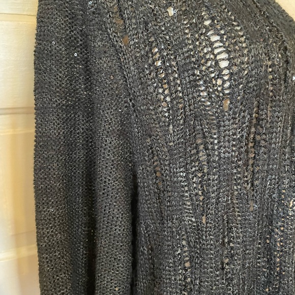 Choices Black Sparkle Sweater Open Cardigan Fringe XL - Picture 3 of 7